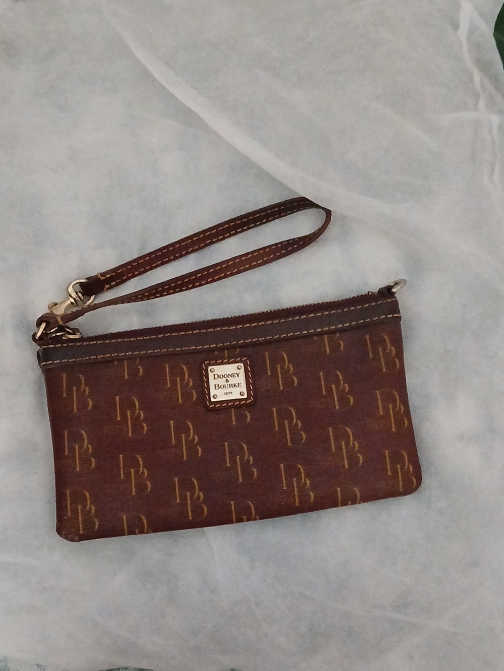Dooney & Bourke Brown Signature Wristlet Clutch